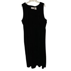 Vintage Y2K Black Velvet Maxi Dress 24W Whimsigoth Christmas Holiday NYE Stretch